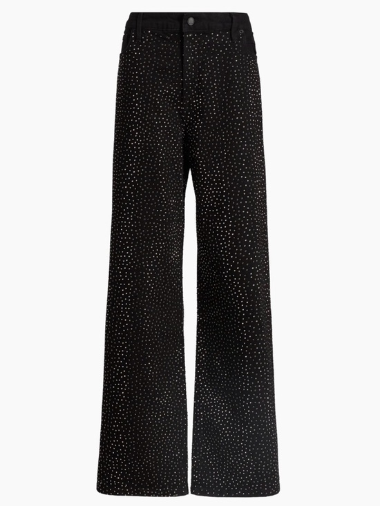 Good American Denim - Good American Good Ease Embellished Baggy Jeans Sparkle Wide Leg Black 2/26 NWT